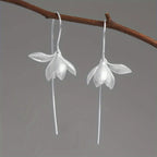 Silver Magnolia Flower Drop Earrings