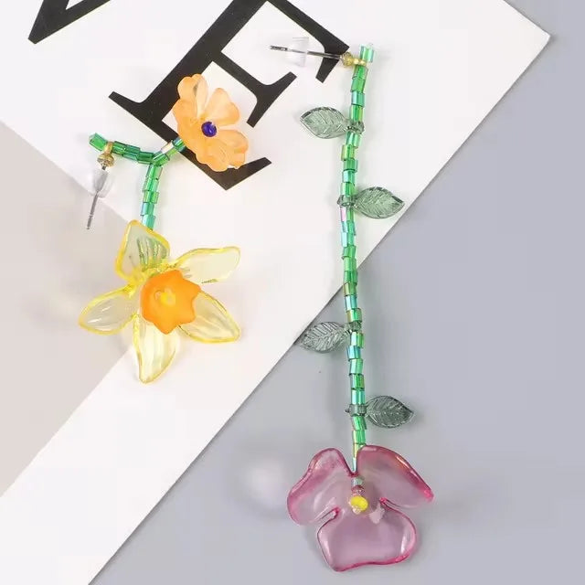 Bohemian Style Flower Dangle Earrings