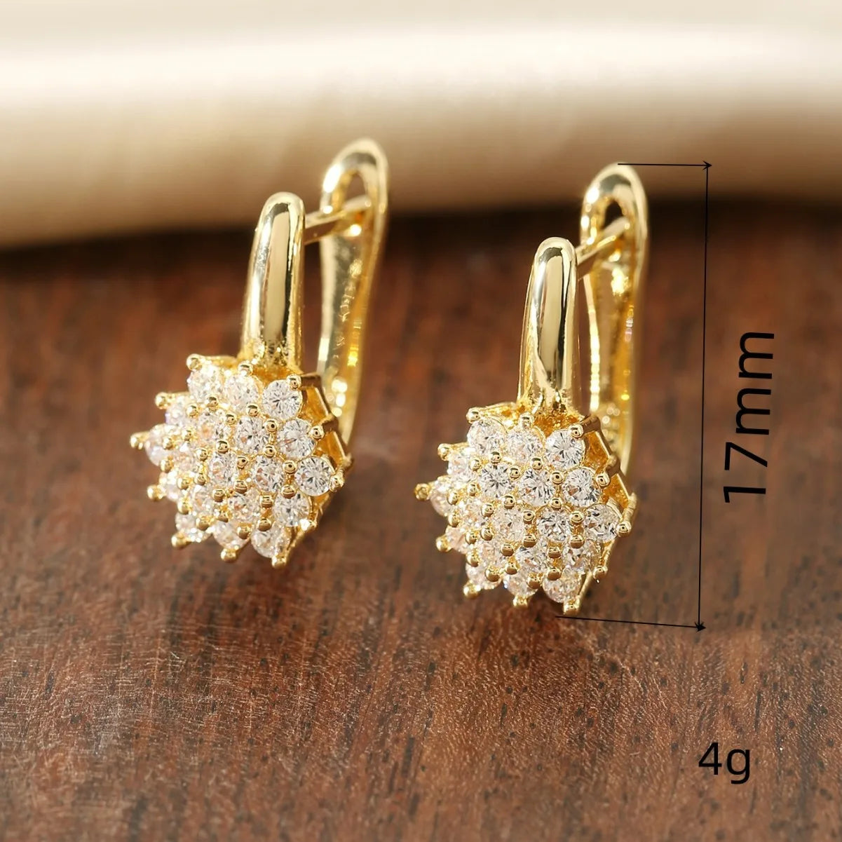 Dangling Flower Zircon Gold B Earrings