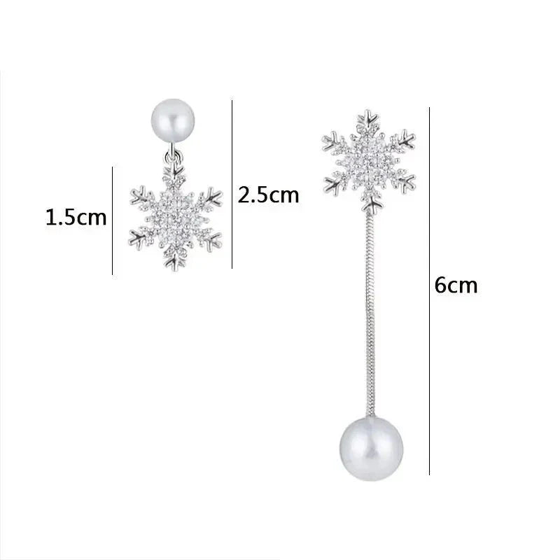 Snowflake Drop Earrings Silver Woman