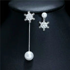 Silver Snowflake Dangle Earrings for Women