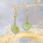 Dangling Water Drop Earrings with Green Zircon