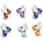 Gold and Red Colored Water Drop Dangle Earrings