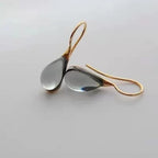 Gold and Gray Colored Water Drop Dangle Earrings