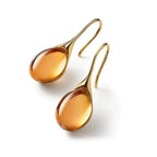 Gold and Brown Colored Water Drop Dangle Earrings
