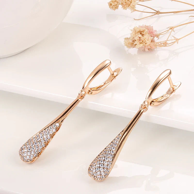 Dangling Water Drop Zircon Earrings for Women
