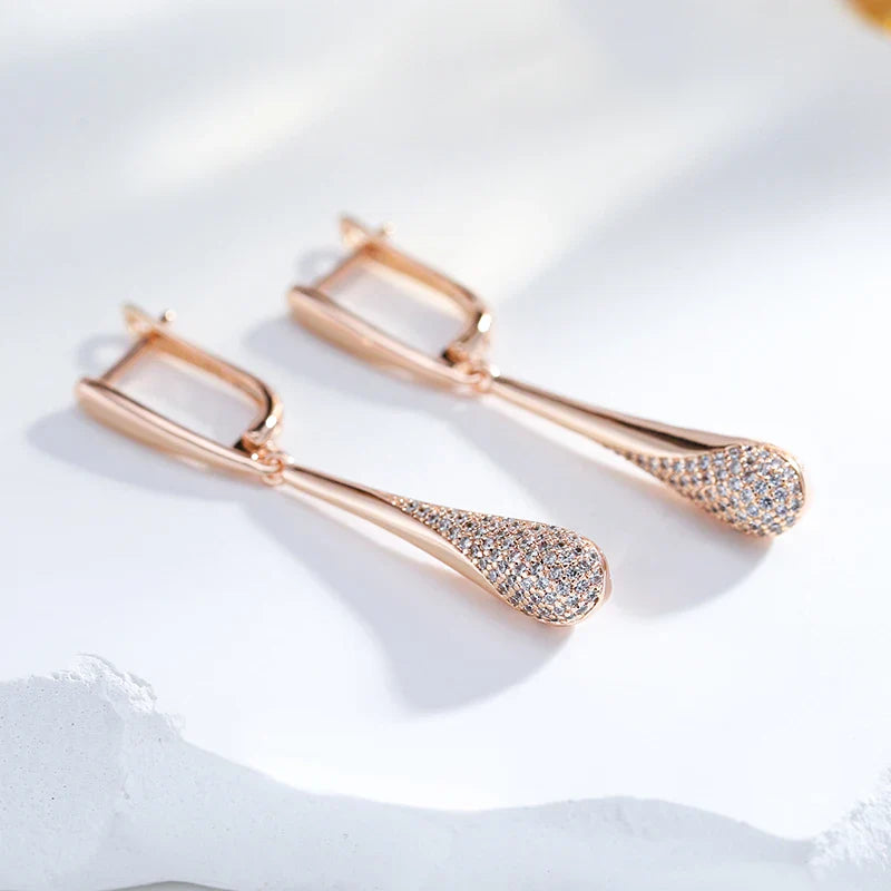 Dangling Water Drop Zircon Earrings for Women