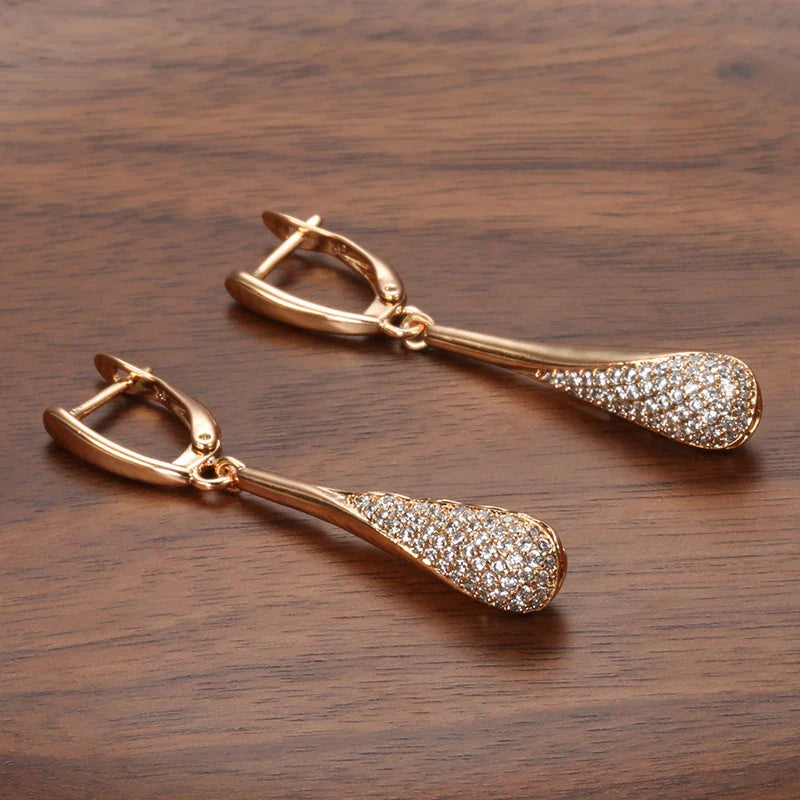 Dangling Water Drop Zircon Earrings for Women