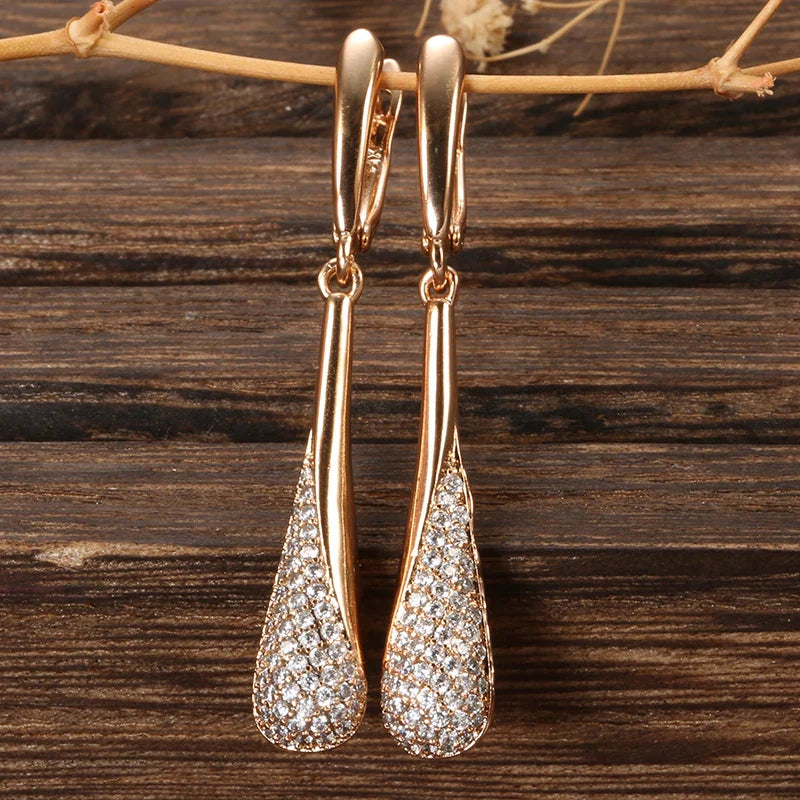 Dangling Water Drop Zircon Earrings for Women