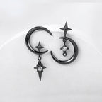 Boucles d'Oreilles Pendantes Lune et Etoiles