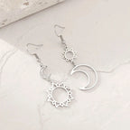 Moon and Sun Dangling Earrings silver
