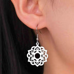 Women's Silver Mandala Dangle Earrings