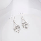 Oval Hanging Earrings Tree of Life silver