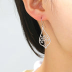Oval Hanging Earrings Tree of Life silver