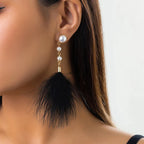 Boucles d'Oreilles Pendantes Perles et Plumes 3