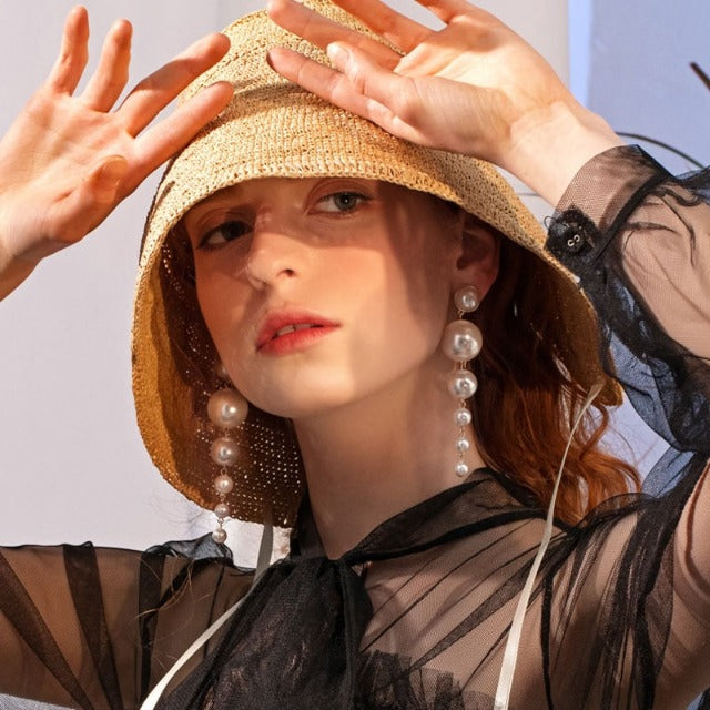 Dangling Earrings with Pearly Beads