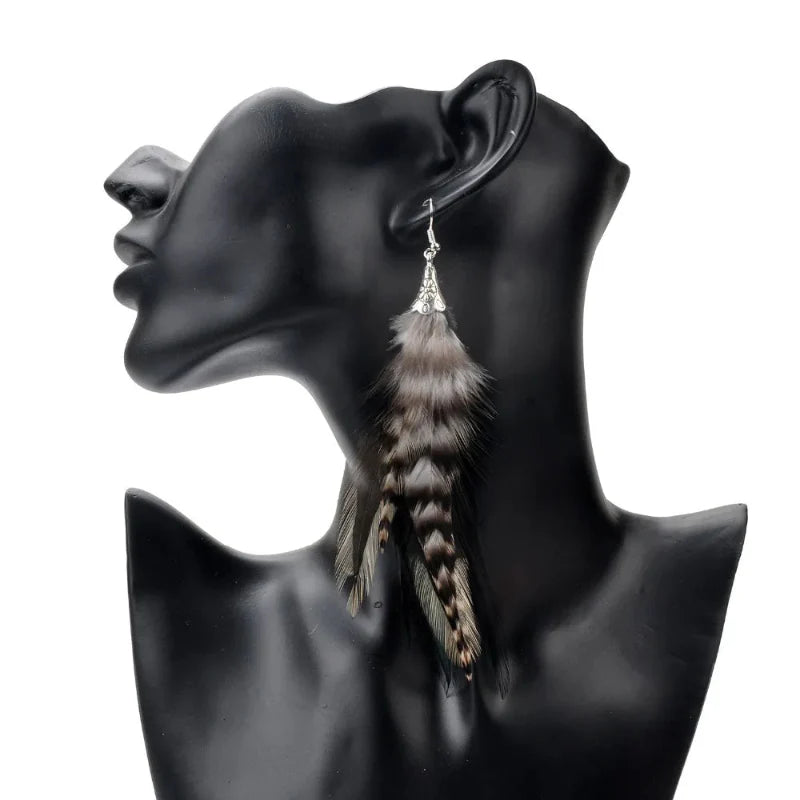 Pheasant Feather Dangle Earrings