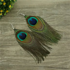 Dangling Earrings Peacock Feathers