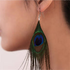 Dangling Earrings Peacock Feathers