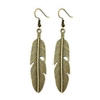 Bronze Feather Dangle Earrings for Women