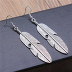 Silver Feather Dangle Earrings for Women