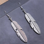 Silver Feather Dangle Earrings for Women