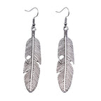 Silver Feather Dangle Earrings for Women