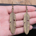 Bronze Feather Dangle Earrings for Women