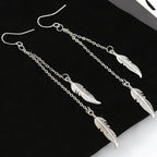 Silver Feather Dangle Earrings