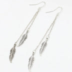 Silver Feather Dangle Earrings