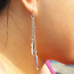 Silver Feather Dangle Earrings
