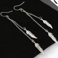 Silver Feather Dangle Earrings