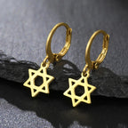 Boucles d'oreilles pendantes pour femme avec l'étoile de David symbolique juive or