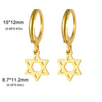 Boucles d'oreilles pendantes pour femme avec l'étoile de David symbolique juive or