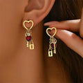 Boucles d'oreilles pendantes femme clefs et cadenas