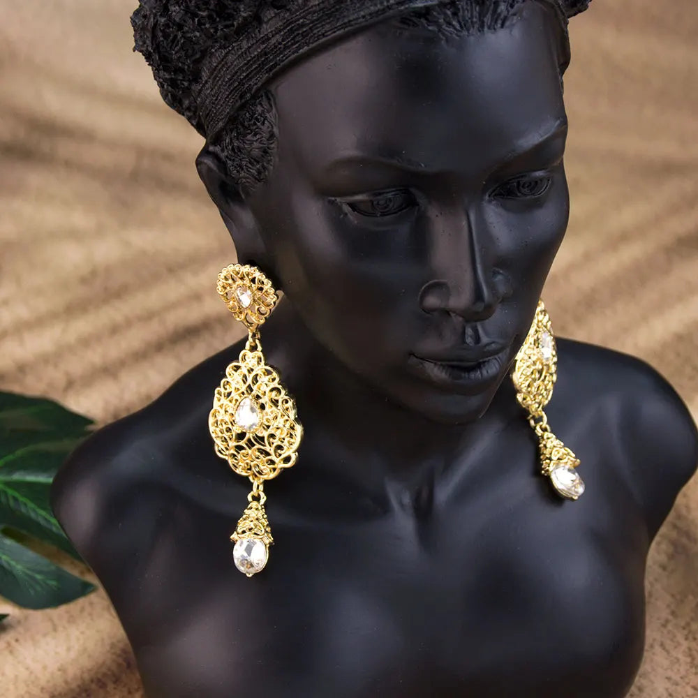 Boucles d'oreilles pendantes pour femmes arabe mariage musulman blanc
