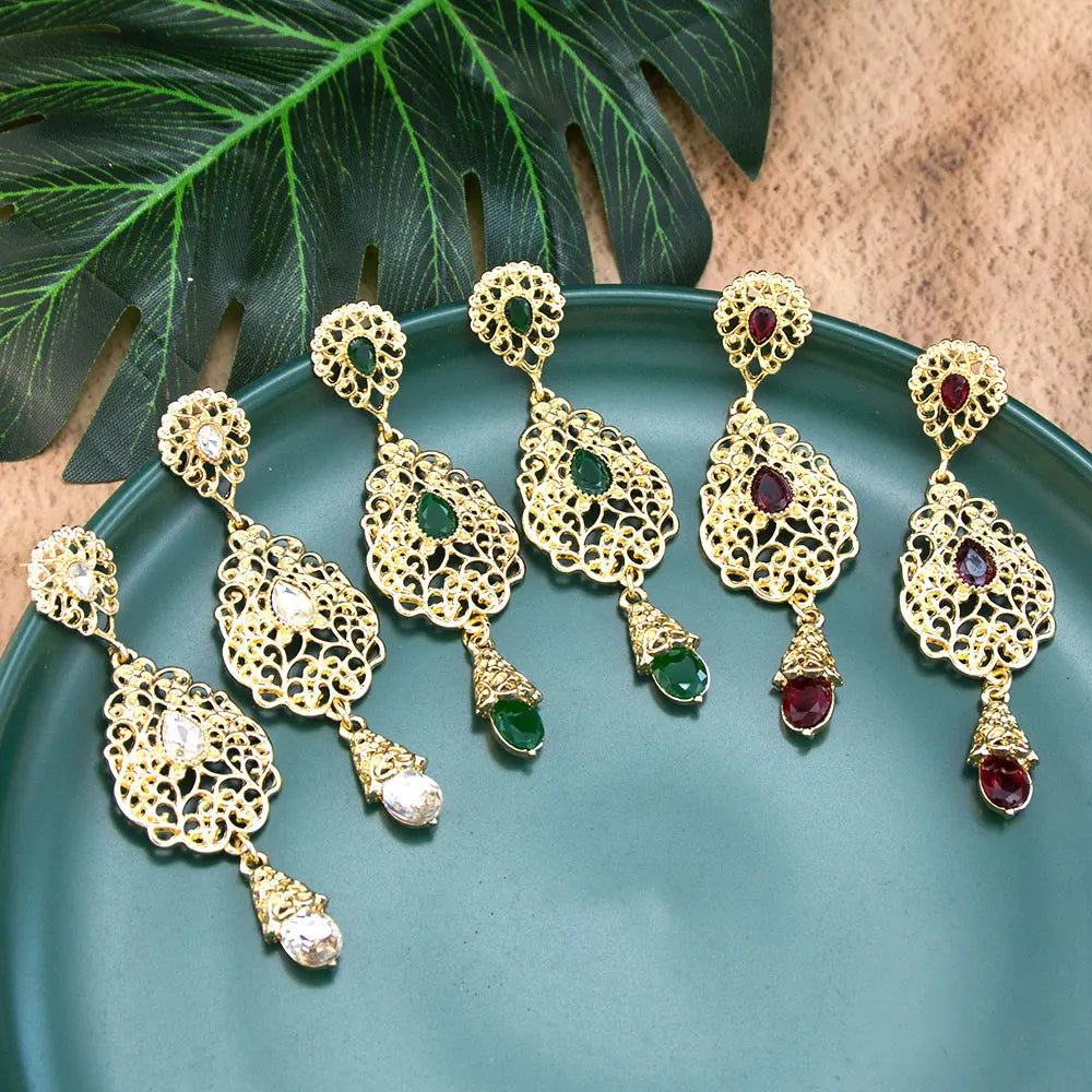 Boucles d'oreilles pendantes pour femmes arabe mariage musulman vert