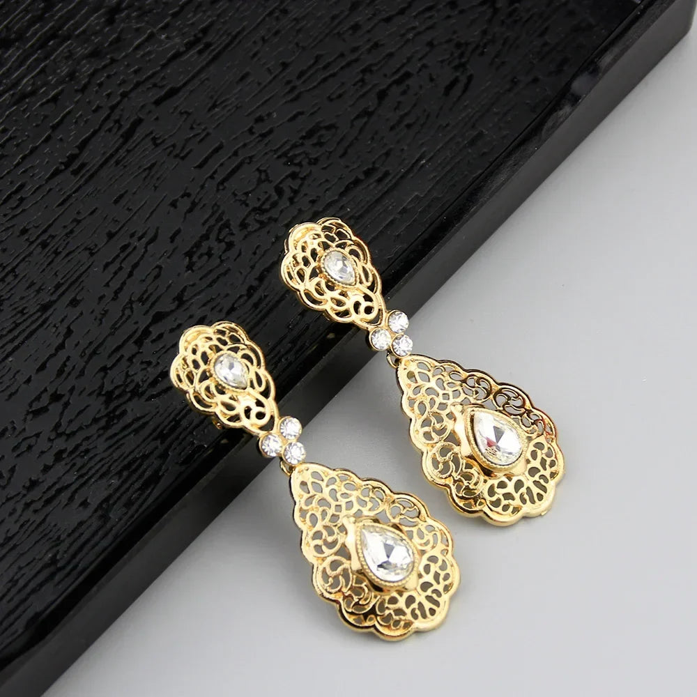 Boucles d'oreilles pendantes pour femme arabe mariage blanc