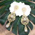 Boucles d'oreilles pendantes pour femmes arabe mariage musulman blanc