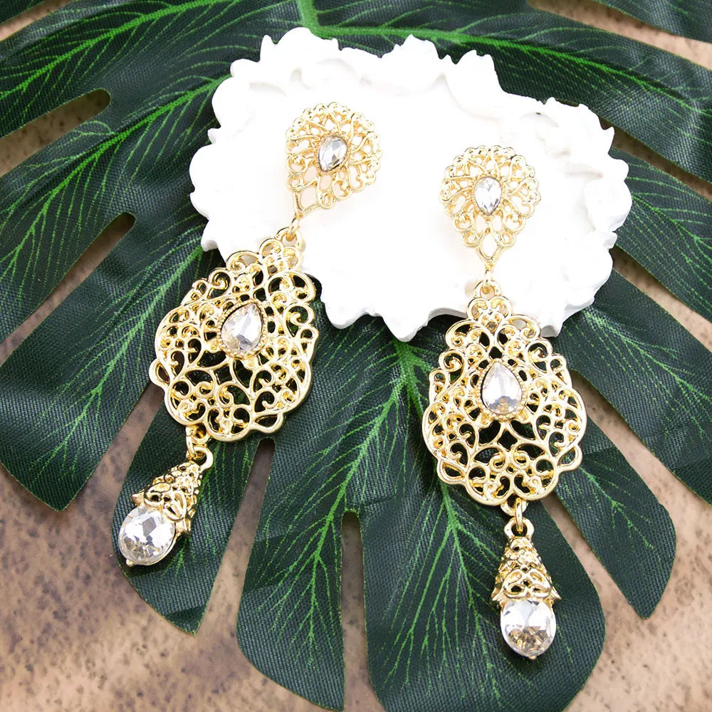 Boucles d'oreilles pendantes pour femmes arabe mariage musulman blanc