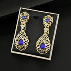 Boucles d'oreilles pendantes pour femme arabe mariage bleu