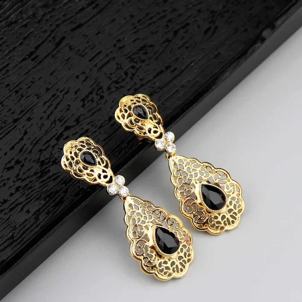 Boucles d'oreilles pendantes pour femme arabe mariage noir