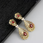 Boucles d'oreilles pendantes pour femme arabe mariage rouge