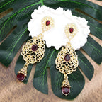 Boucles d'oreilles pendantes pour femmes arabe mariage musulman rouge