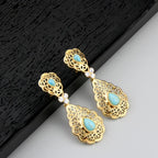 Boucles d'oreilles pendantes pour femme arabe mariage turquoise