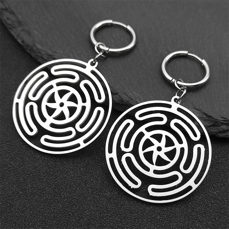 Hecate Strophalos Wheel Dangle Earrings for Women