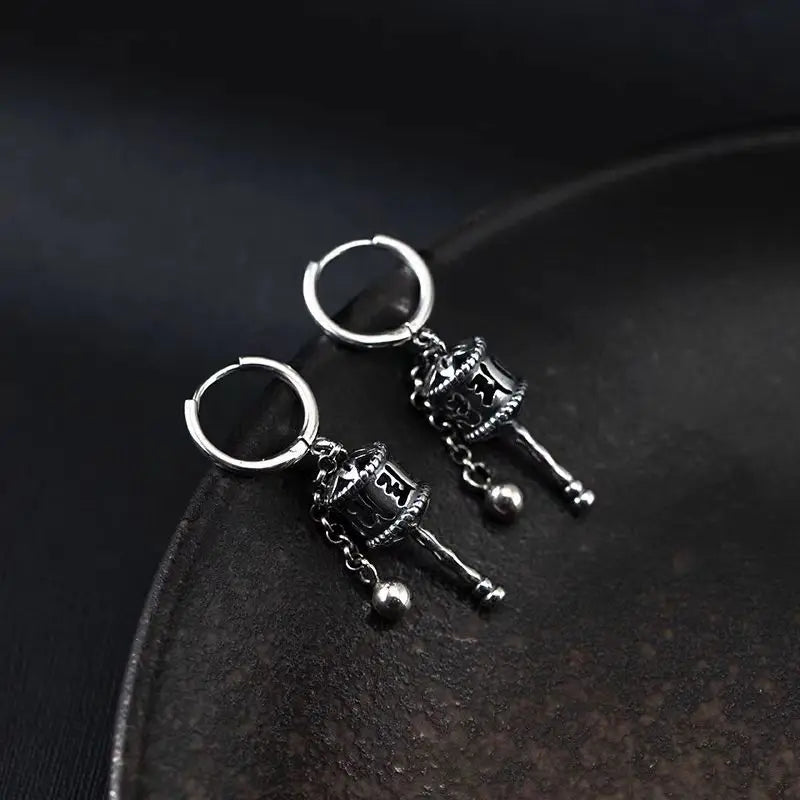 Dangling Earrings Buddhist Prayer Wheel