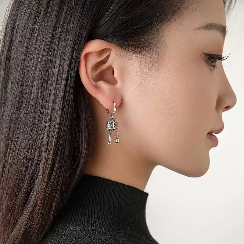 Dangling Earrings Buddhist Prayer Wheel