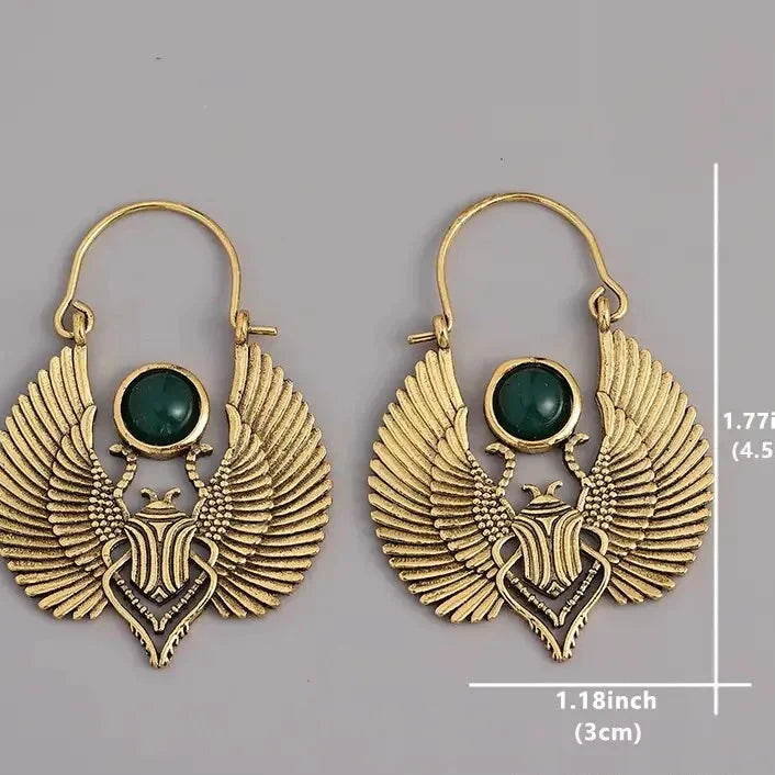 Boucles d'Oreilles Pendantes Scarabée Egyptien