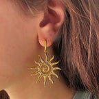 Sun Pendant Earrings gold